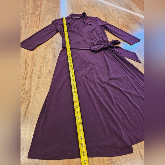 Elegant Purple Wrap Dress - Picture 3 of 11